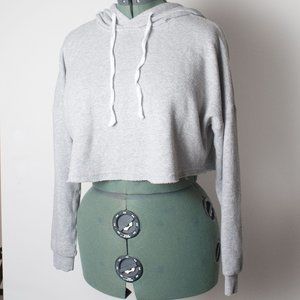 Forever 21 Medium Fleece Cropped Hoodie Grey